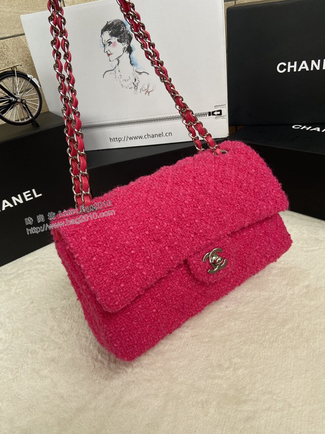 Chanel專櫃限量款Classic Flap Bag 01112布包 香奈兒CF單肩斜挎鏈條女包 djc4607